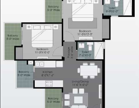 gulshan botnia apartment 2 bhk 1025sqft 20213005093009
