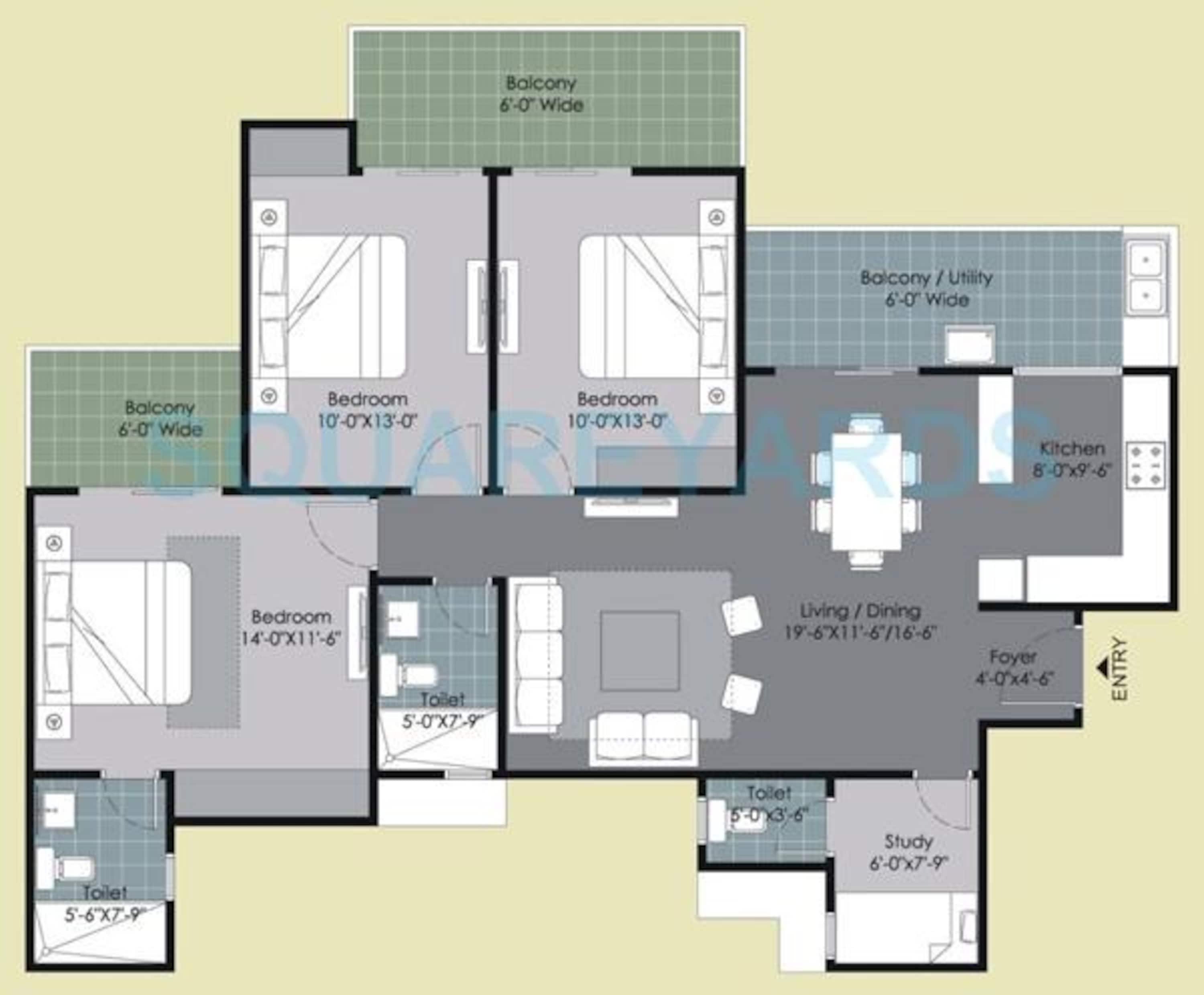gulshan ikebana apartment 3bhk 1695sqft 1