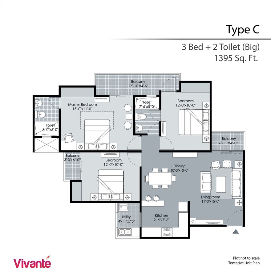 gulshan vivante apartment 3bhk 1395sqft 61