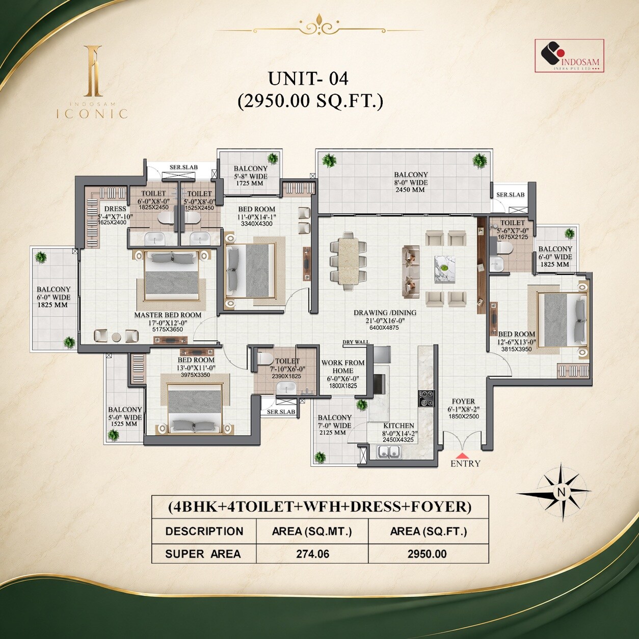 4 BHK 2950 Sq. Ft. Apartment