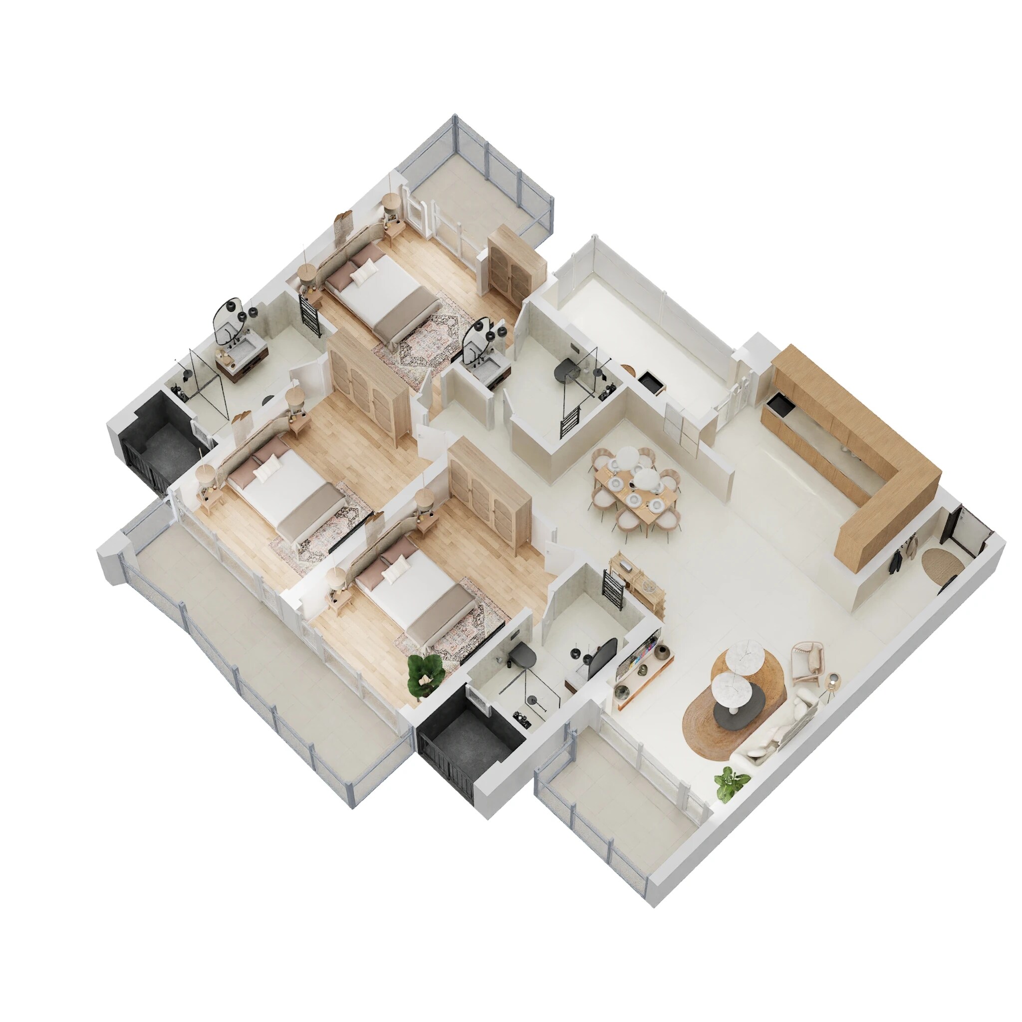 Floor plan of 3 BHK 2034 Sq. Ft. Apartment in Ivory County, Noida