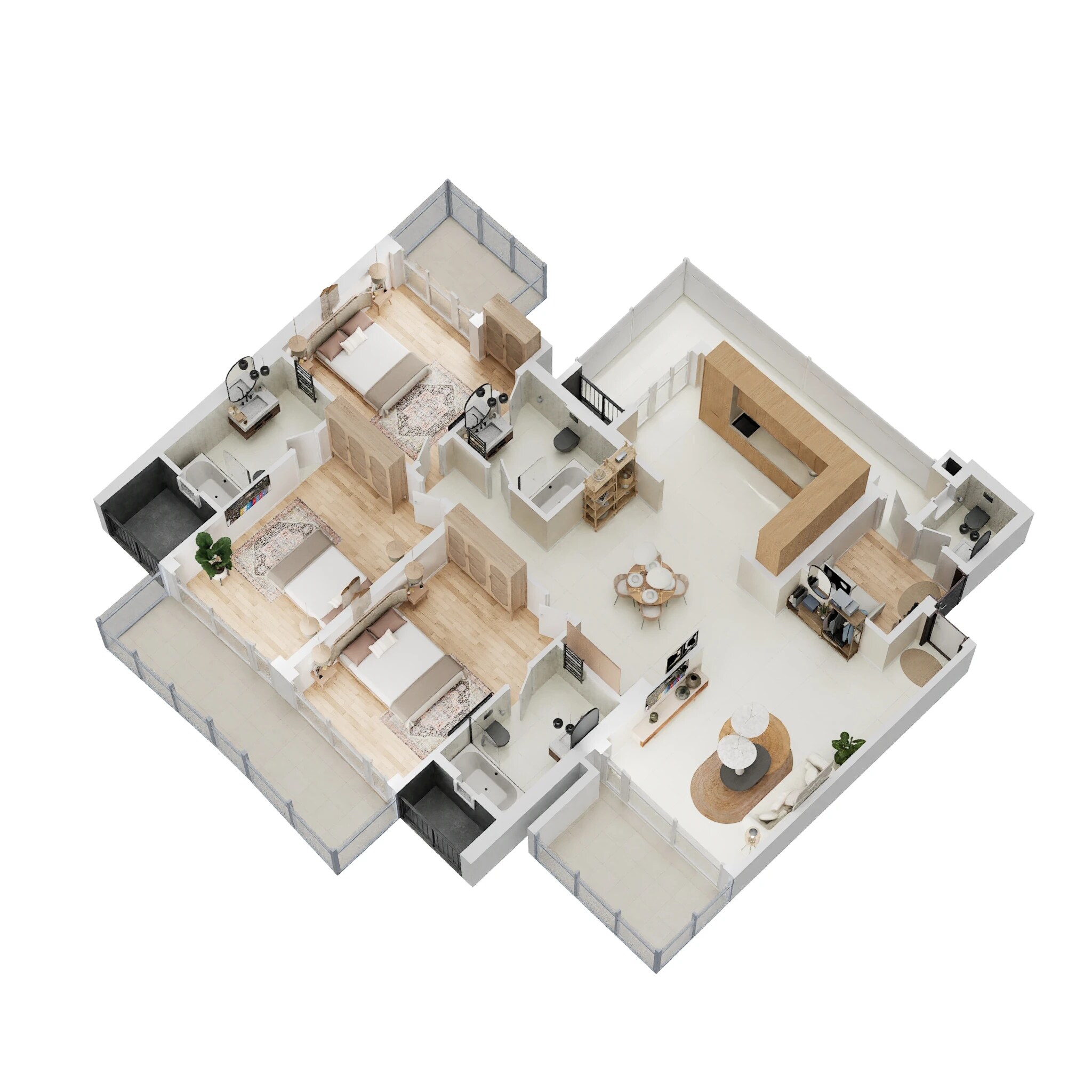 Floor plan of 3 BHK 2304 Sq. Ft. Apartment in Ivory County, Noida