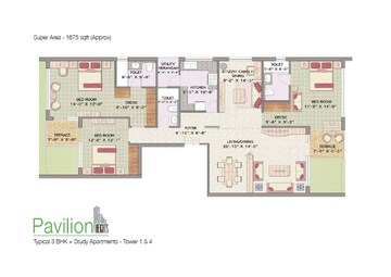  3 BHK Apartment at Jaypee Green Pavillion Heights, Sector 128 – for Rent