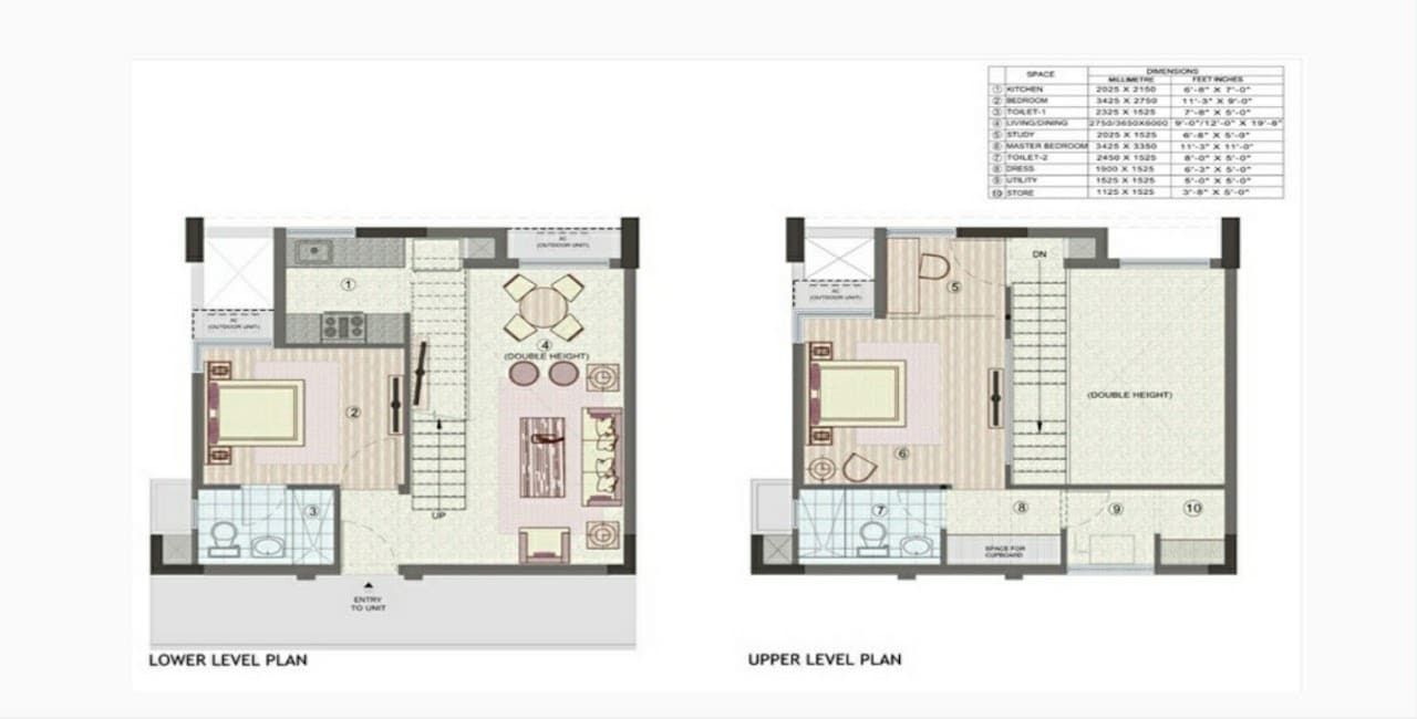 Floor plan of 2 BHK 1050 Sq. Ft. Apartment in Jaypee Green Wish town Klassic, Noida