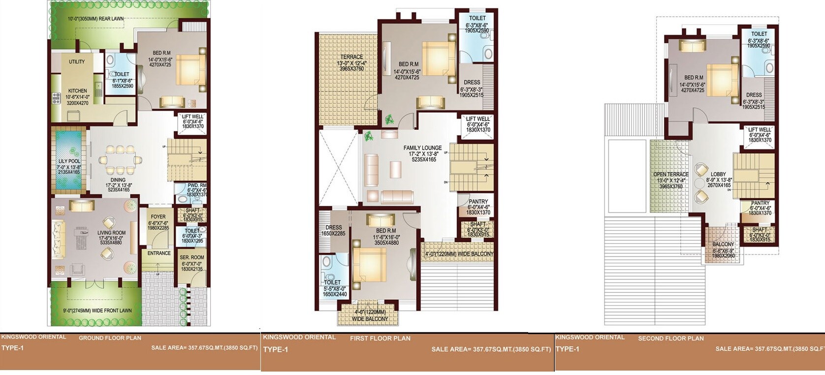 Floor plan of 4 BHK 3850 Sq. Ft. Villa in Jaypee Greens Kingswood Oriental, Noida