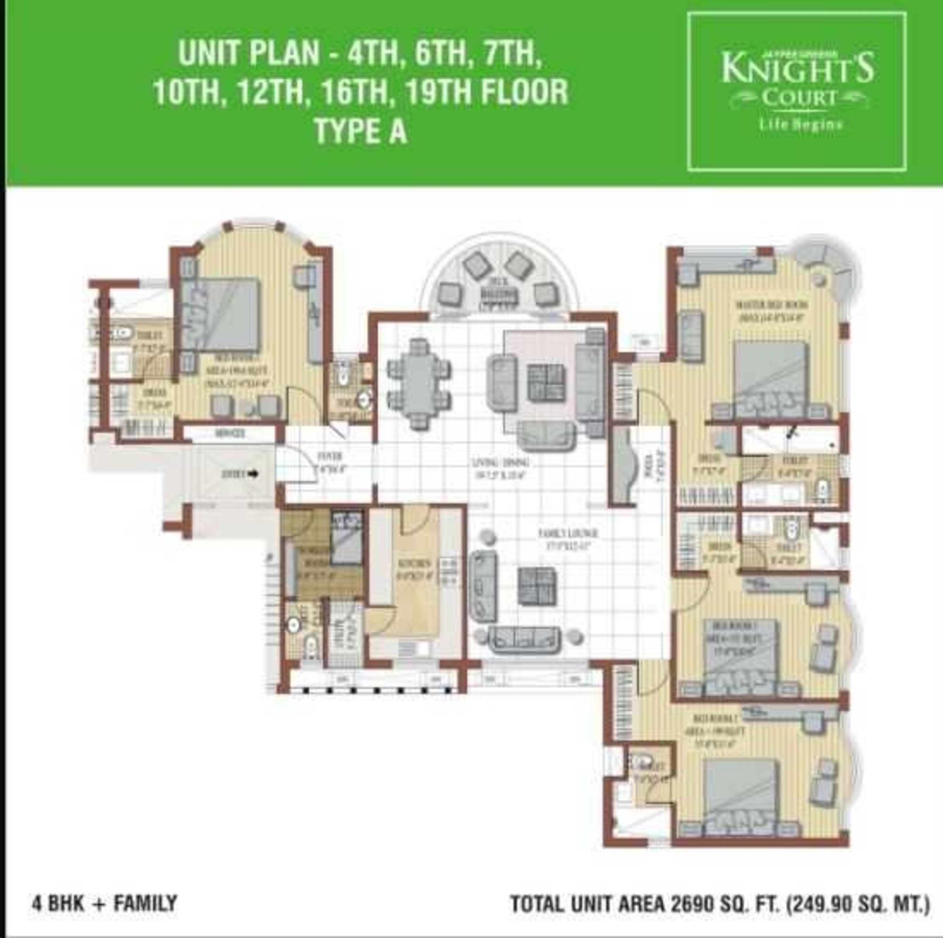 jaypee greens knight court apartment 4bhk 2690sqft 111