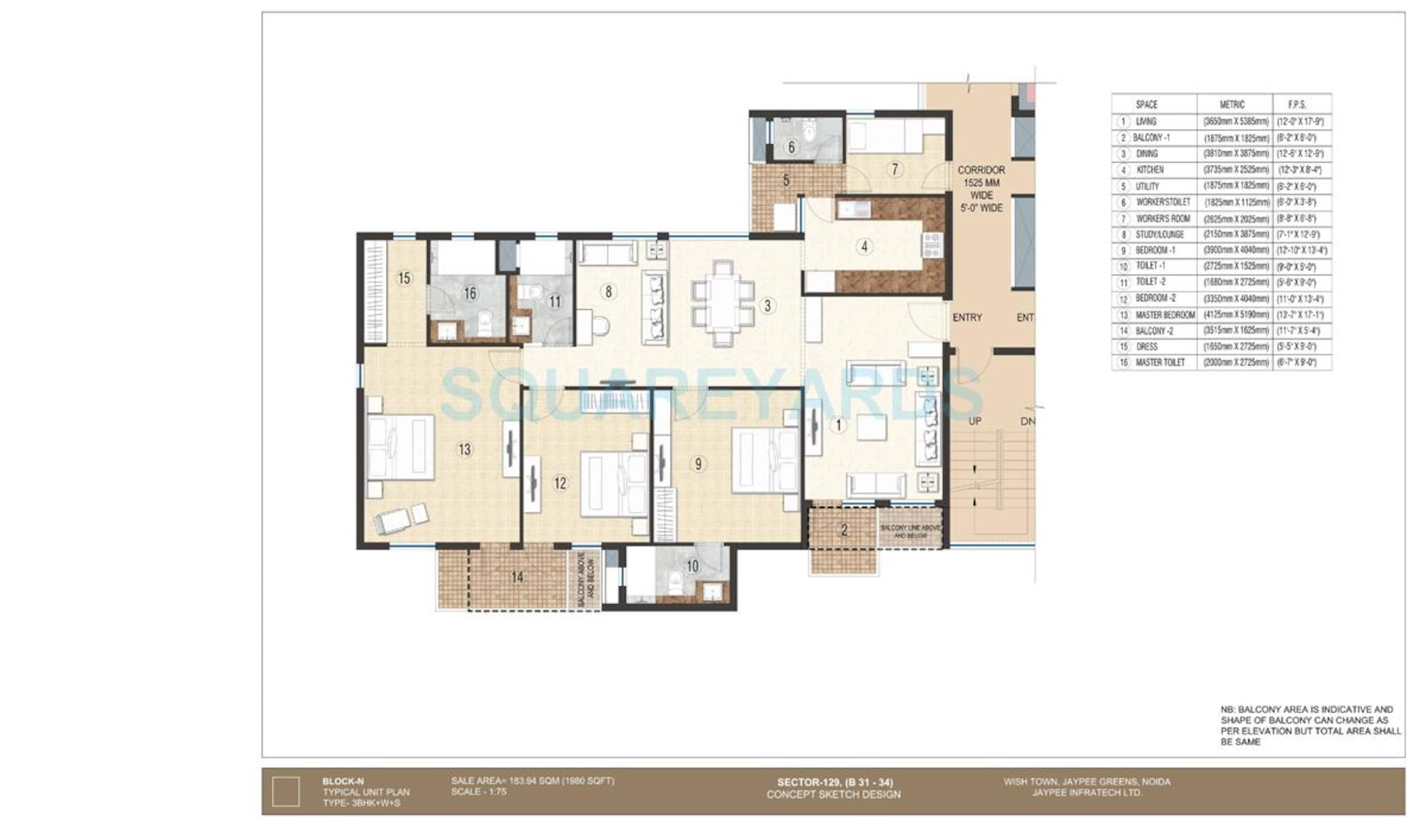 jaypee greens krescent homes apartment 3bhk sq 1980sqft 1