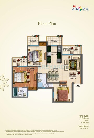  3 BHK Apartment at JM Aroma, Sector 75 – for Rent