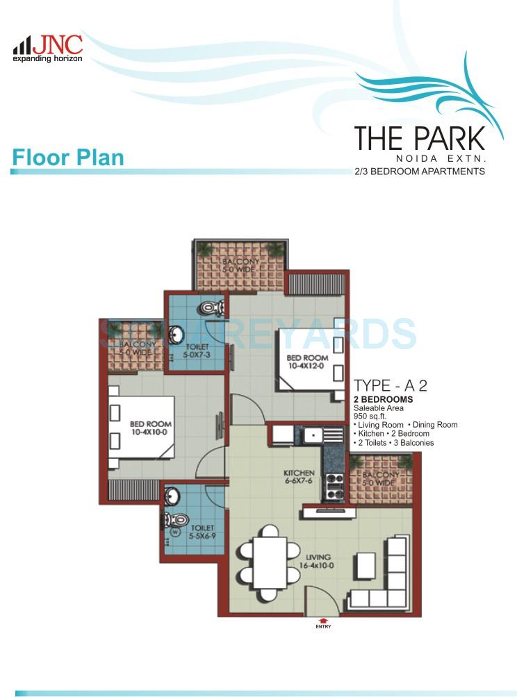 jnc the park apartment 2bhk 950sqft 1