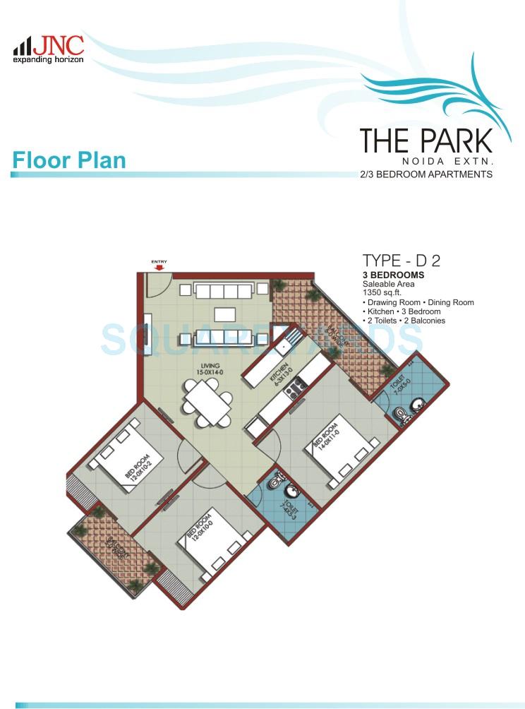 jnc the park apartment 3bhk 1350sqft 1