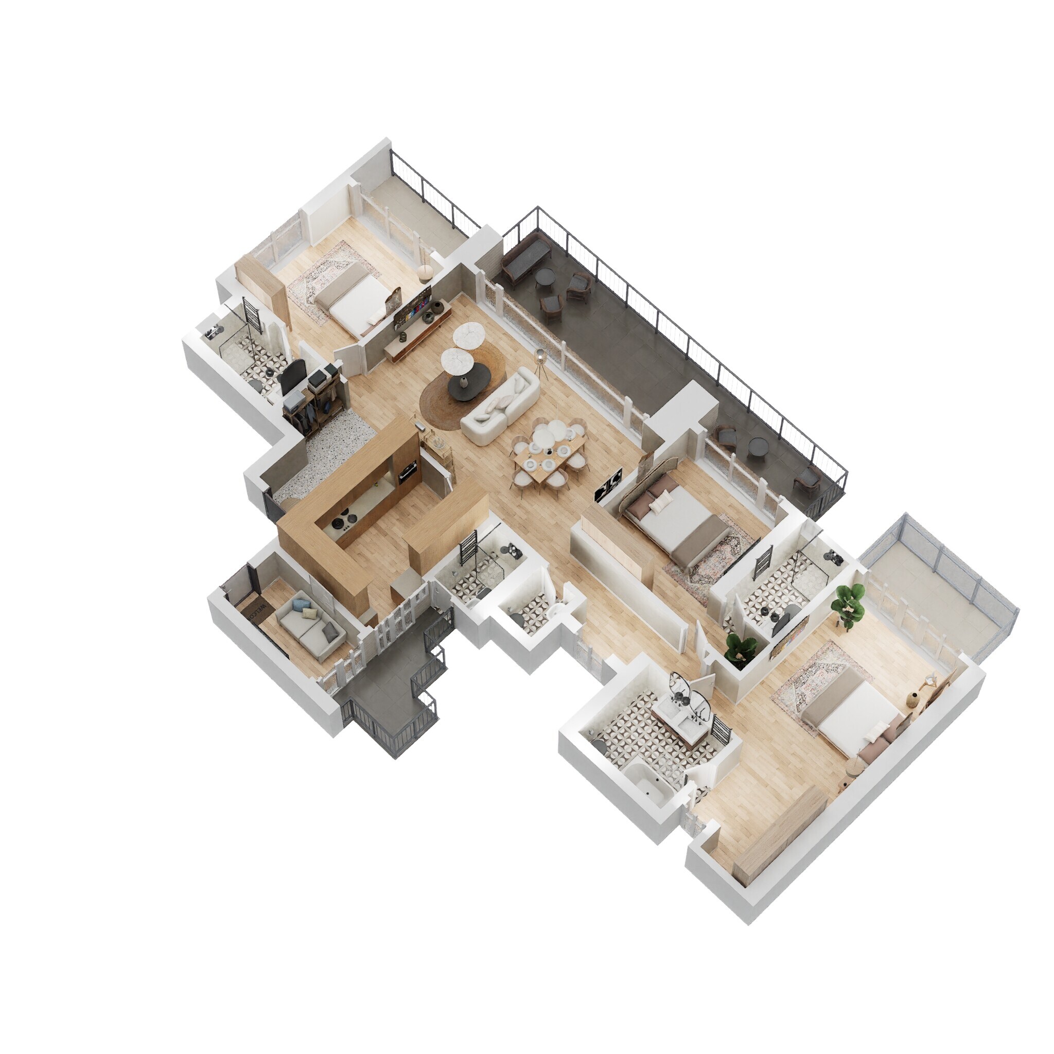 Floor plan of 3 BHK 3047 Sq. Ft. Apartment in Kalpataru Vista, Noida