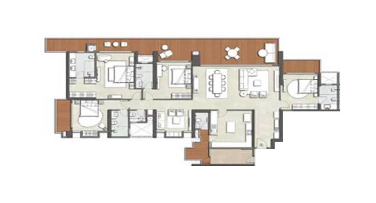 Floor plan of 4 BHK 3905 Sq. Ft. Apartment in Kalpataru Vista, Noida