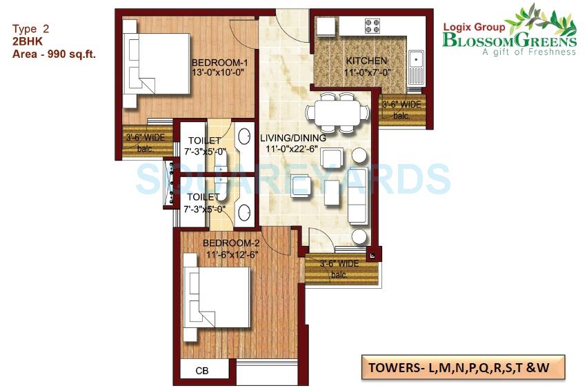 Other, logix-blossom-greens 2 Bedroom 903 Sq.Ft. Apartment In Sector 143 Noida 8890566