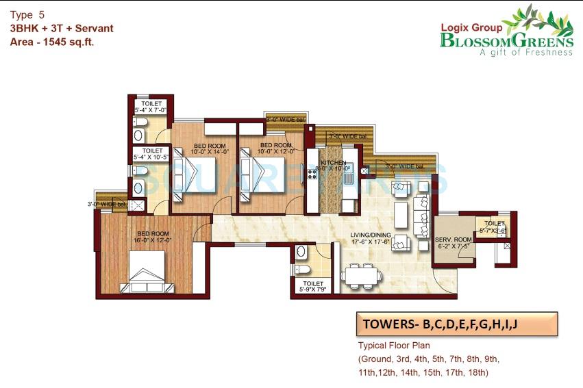 3 BHK 1545 Sq. Ft. Apartment
