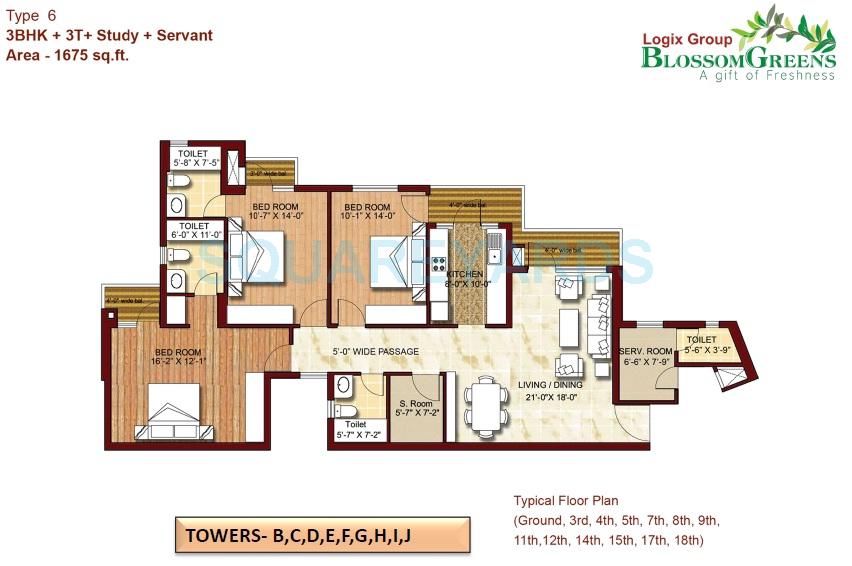 3 BHK 1675 Sq. Ft. Apartment