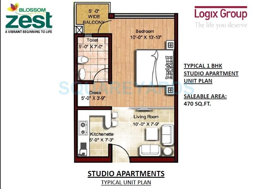 Other, logix-blossom-zest 1 Bedroom 470 Sq.Ft. Apartment In Sector 143 Noida 9542949