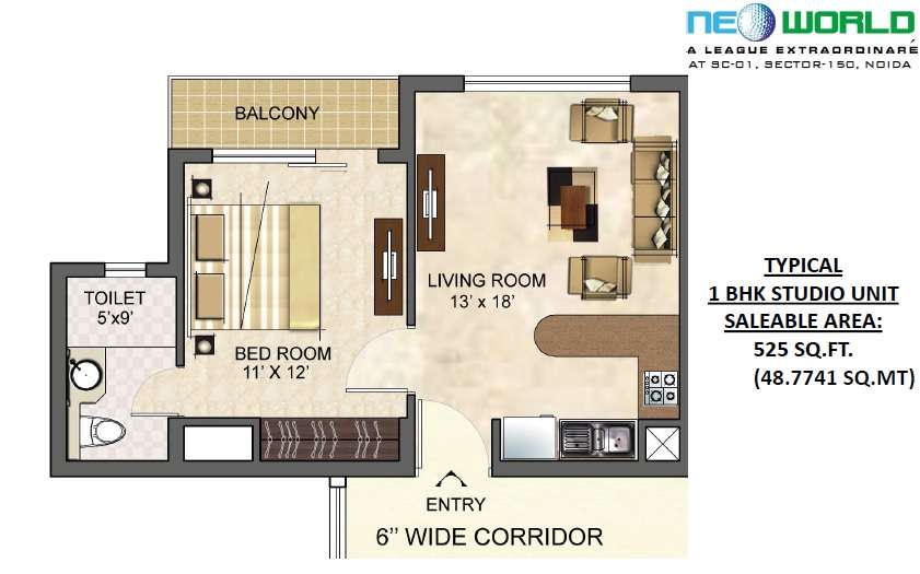 1 BHK 525 Sq. Ft. Apartment in Logix Neo World