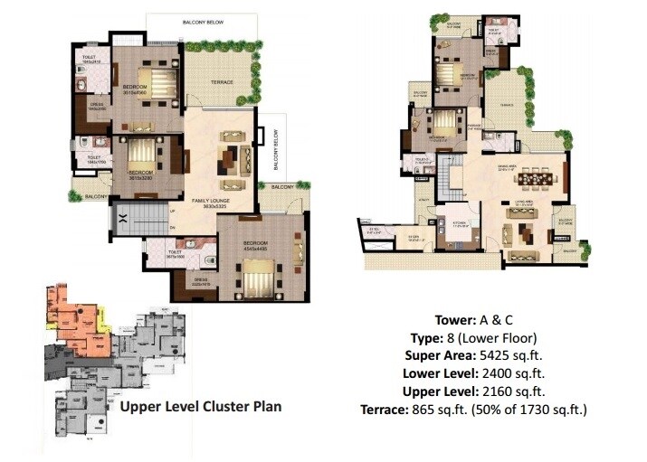 Floor plan of 5 BHK 5425 Sq. Ft. Penthouse in Logix Penthouse 1, Noida
