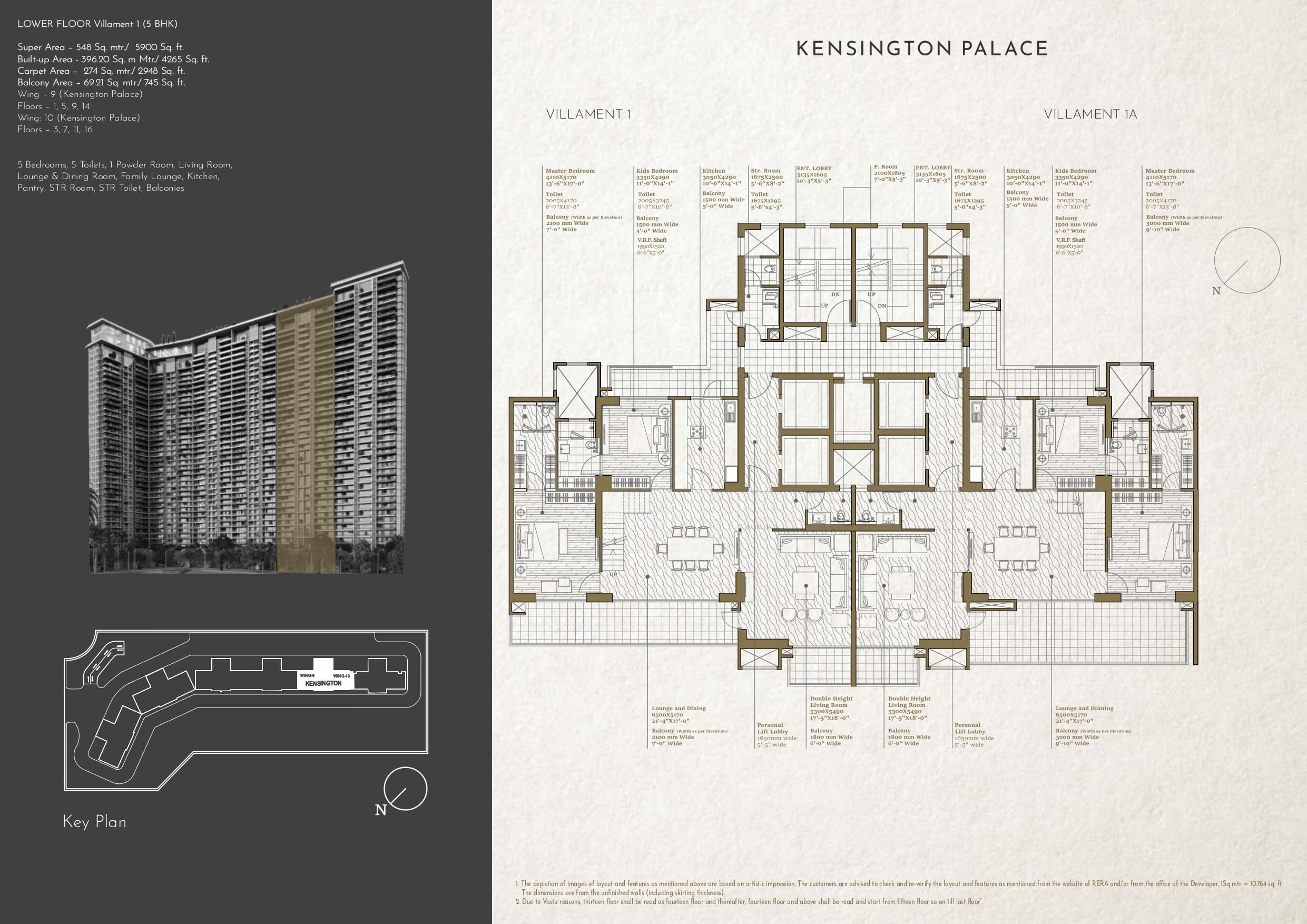 Floor plan of 5 BHK 5900 Sq. Ft. Apartment in Mahagun Manorial, Noida