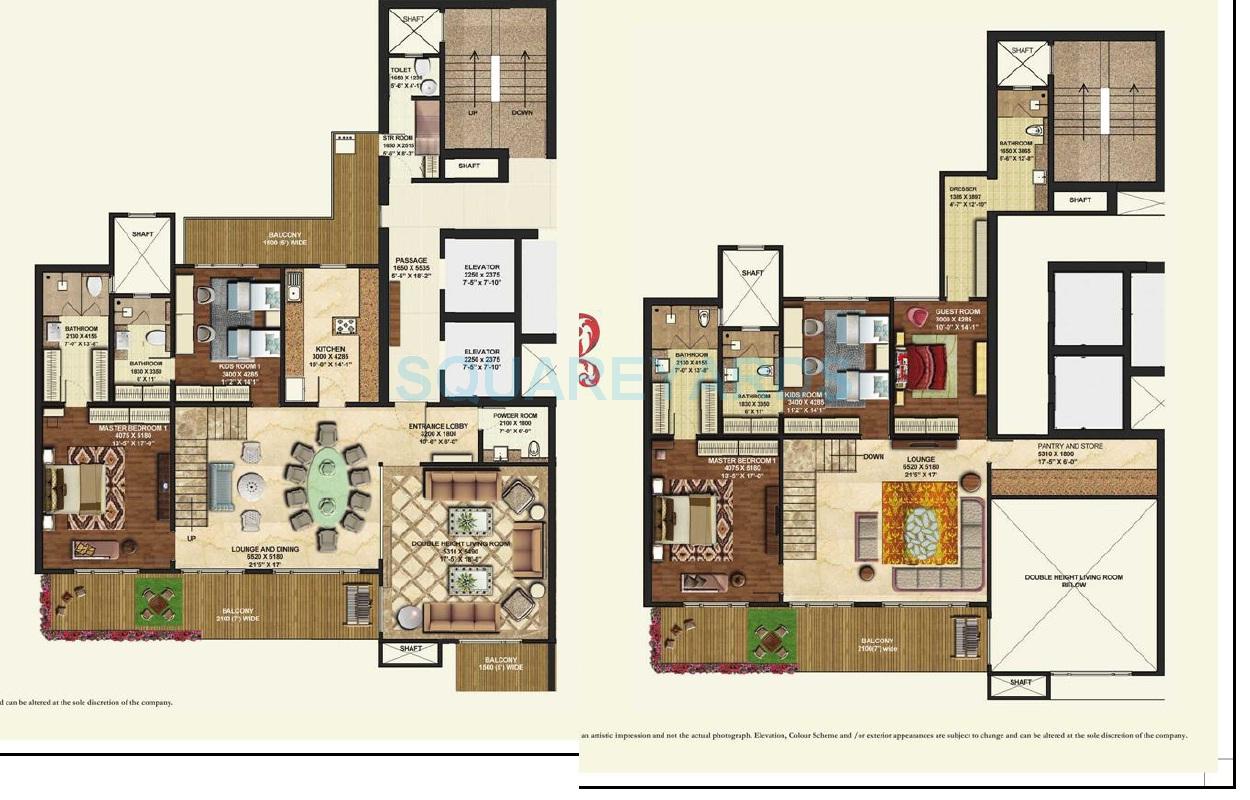Floor plan of 5 BHK 5500 Sq. Ft. Apartment in Mahagun Manorial, Noida