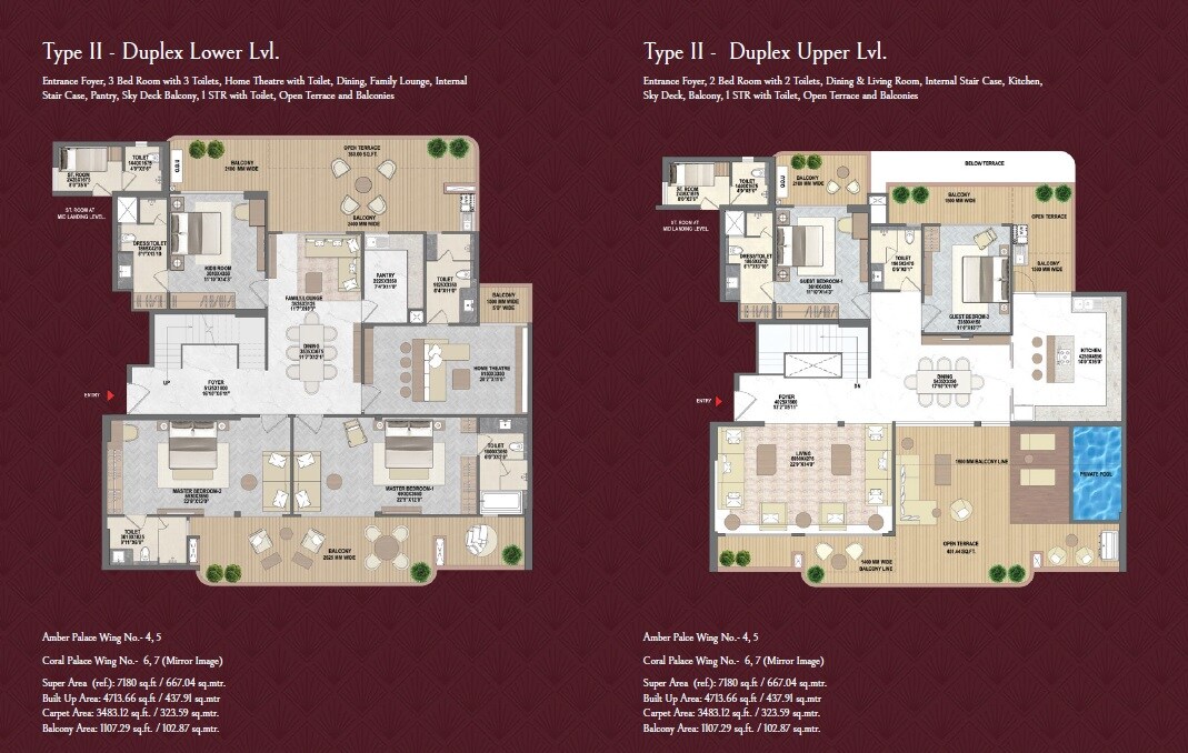 Floor plan of 5 BHK 7180 Sq. Ft. Apartment in Mahagun Medalleo, Noida