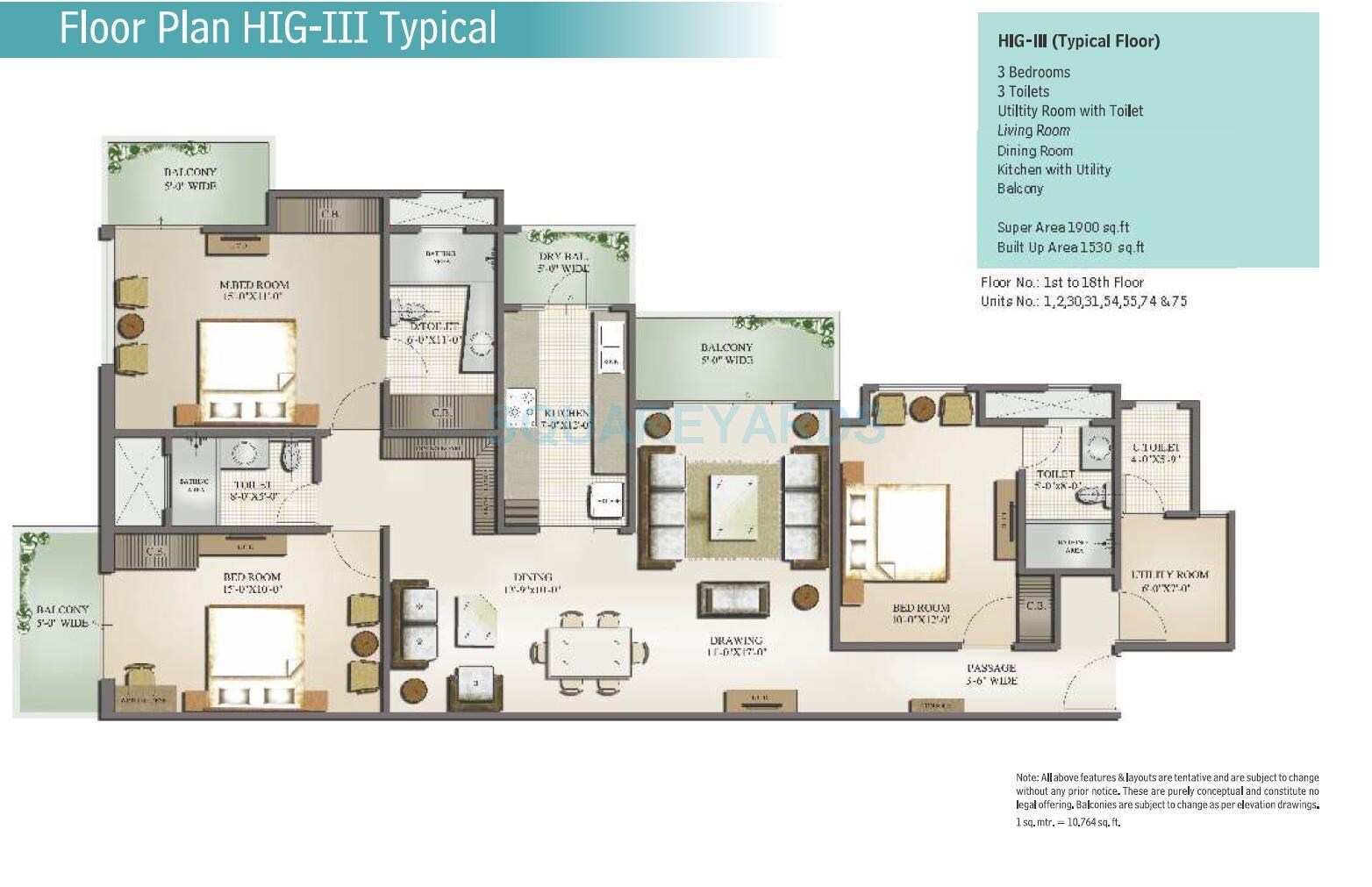  3 BHK Apartment at Mahagun Moderne, Sector 78 – for Rent