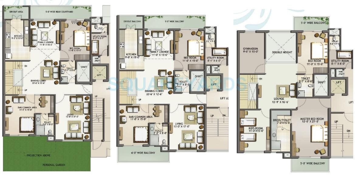 Floor plan of 4 BHK Apartment - 4100 sq. ft. in Mahagun Moderne Low Rise, Noida