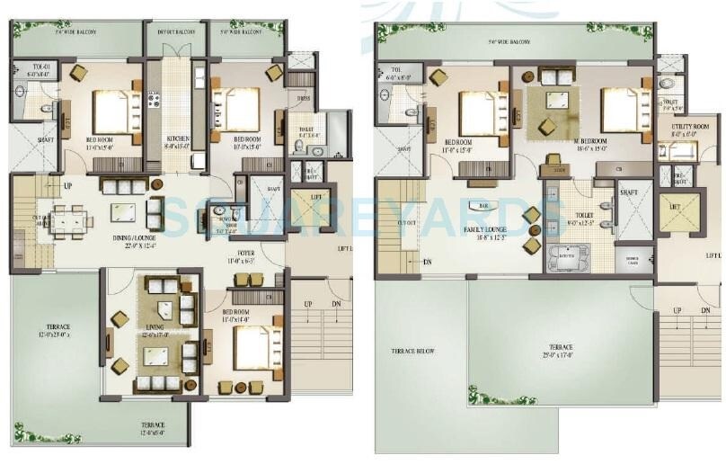 Floor plan of 5 BHK Apartment - 3700 sq. ft. in Mahagun Moderne Low Rise, Noida