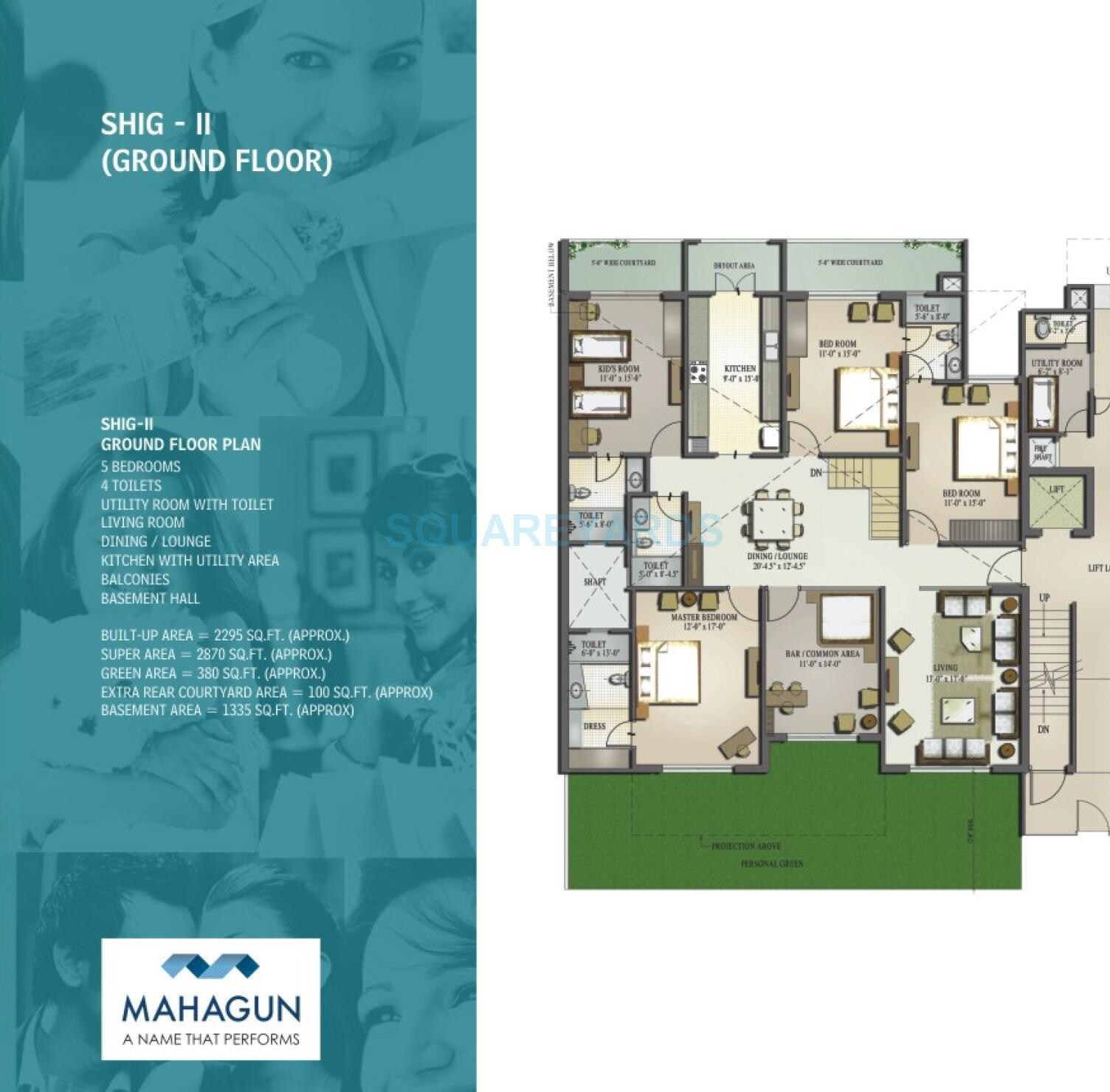 Floor plan of 5 BHK Ind Floor - 2870 sq. ft. in Mahagun Moderne Low Rise, Noida