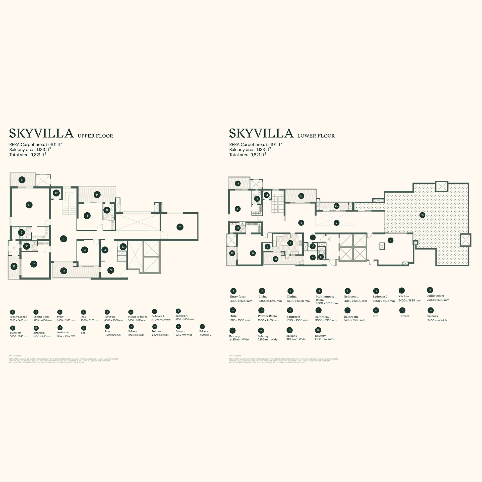 Floor plan of 6 BHK 9821 Sq. Ft. Apartment in Max Estate 105, Noida
