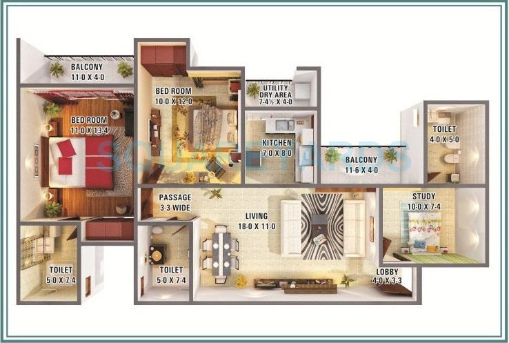 2 BHK 1212 Sq. Ft. Apartment