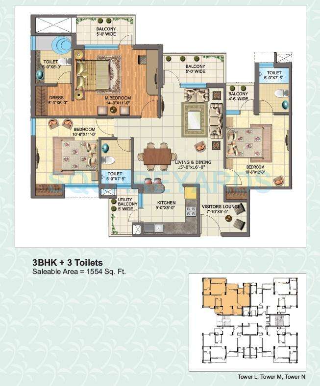 nimbus the golden palm apartment 3bhk 1554sqft 1