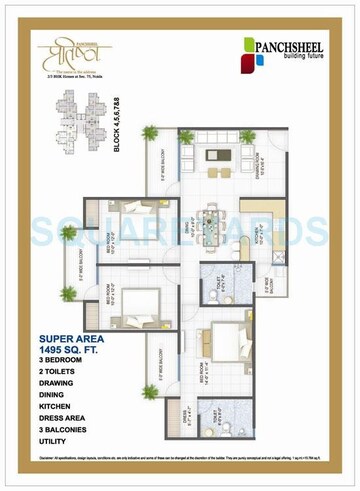  3 BHK Apartment at Panchsheel Pratistha, Sector 75 – for Sale