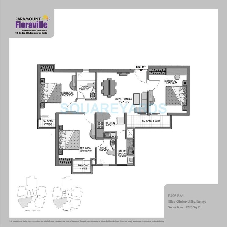 Other, paramount-floraville 3 Bedroom 1270 Sq.Ft. Apartment In Sector 137 Noida 9279411