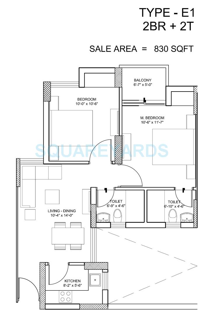 paras seasons apartment 2bhk 830sqft 1