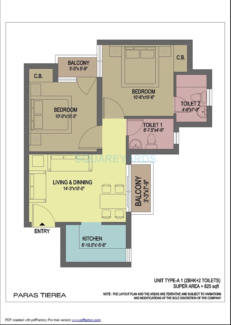 Other, paras-tierea 2 Bedroom 825 Sq.Ft. Apartment In Sector 137 Noida 8769017