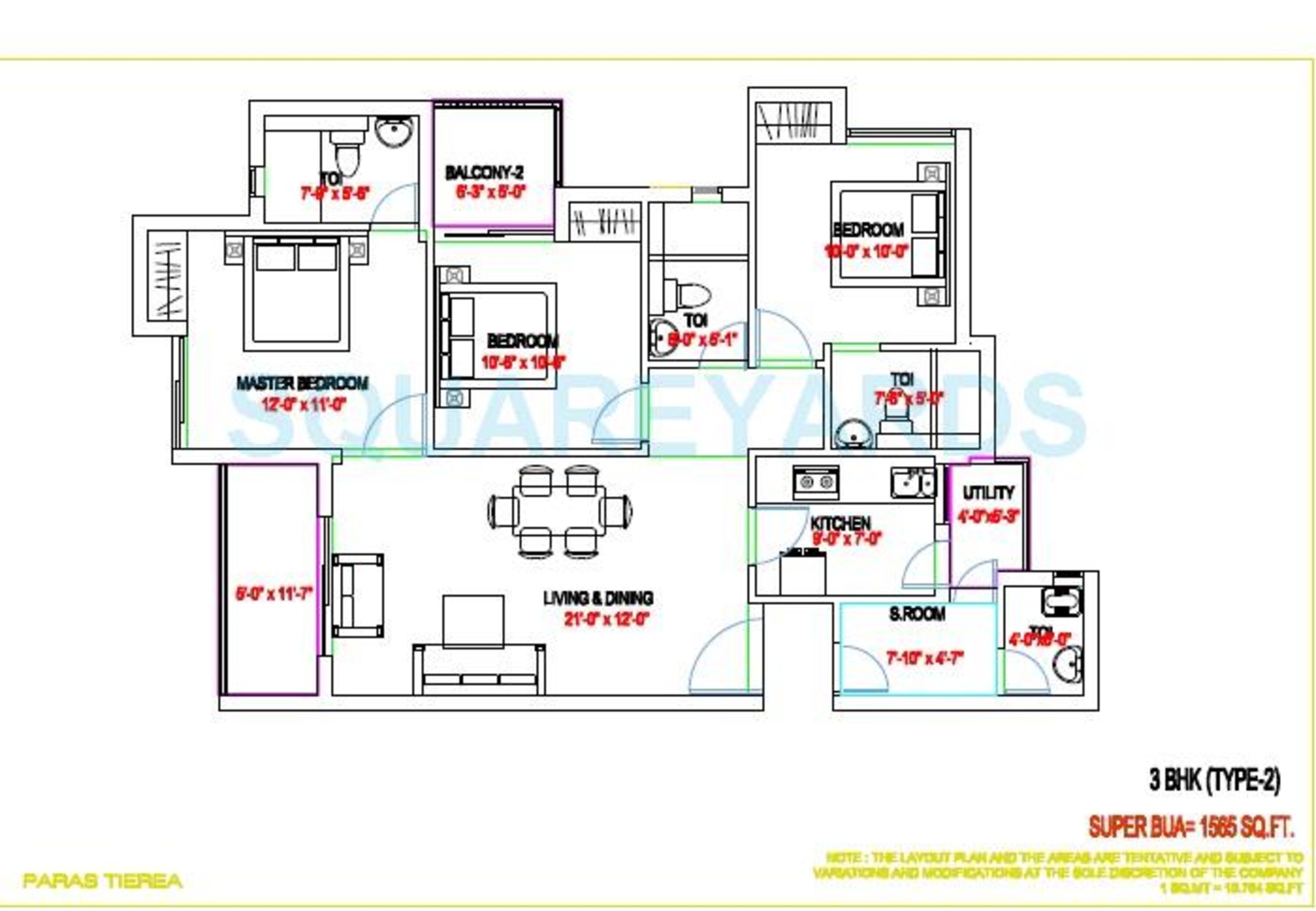 paras tierea duplex apartment 3bhk sq 1565sqft 1
