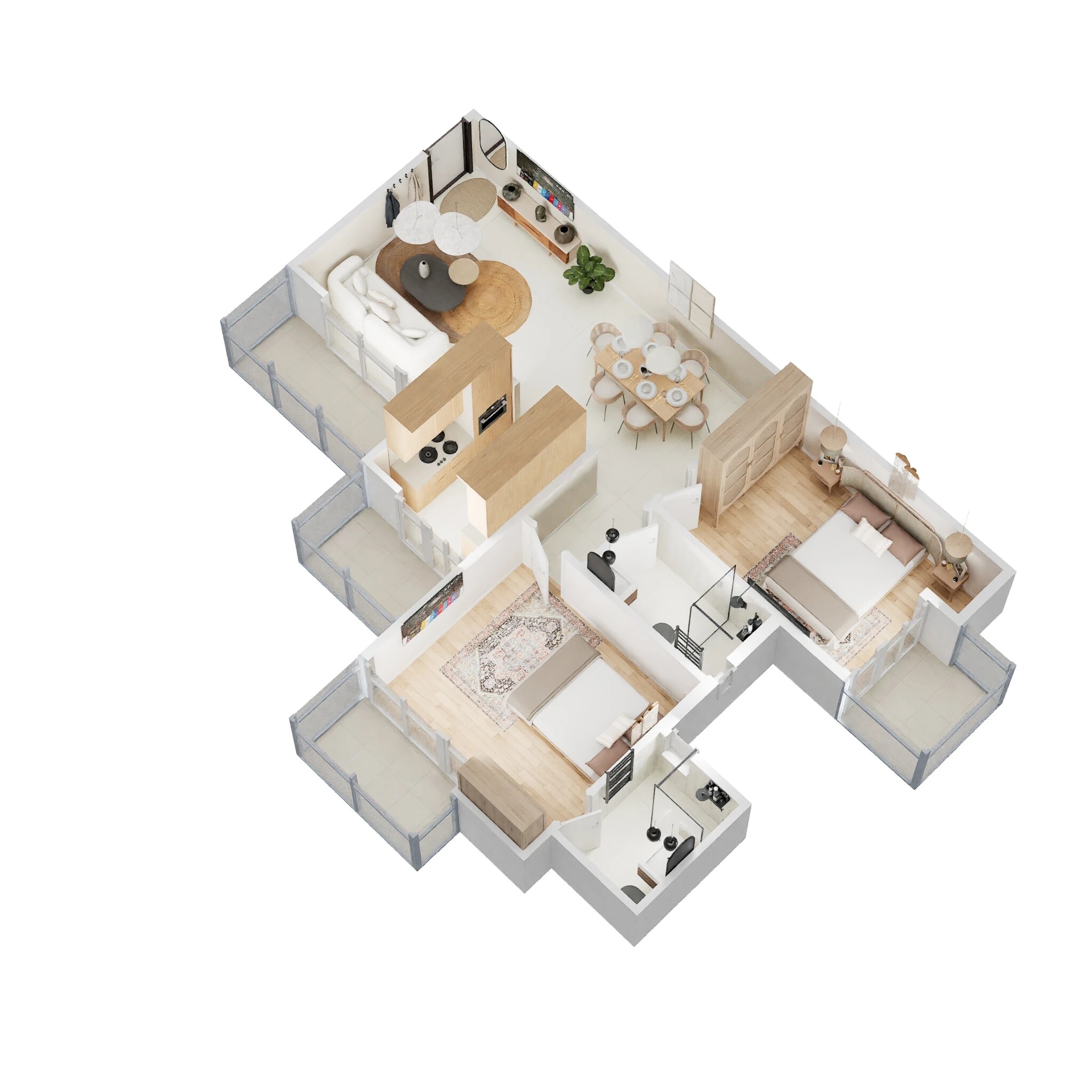 Floor plan of 2 BHK 1235 Sq. Ft. Apartment in Prateek Fedora, Noida