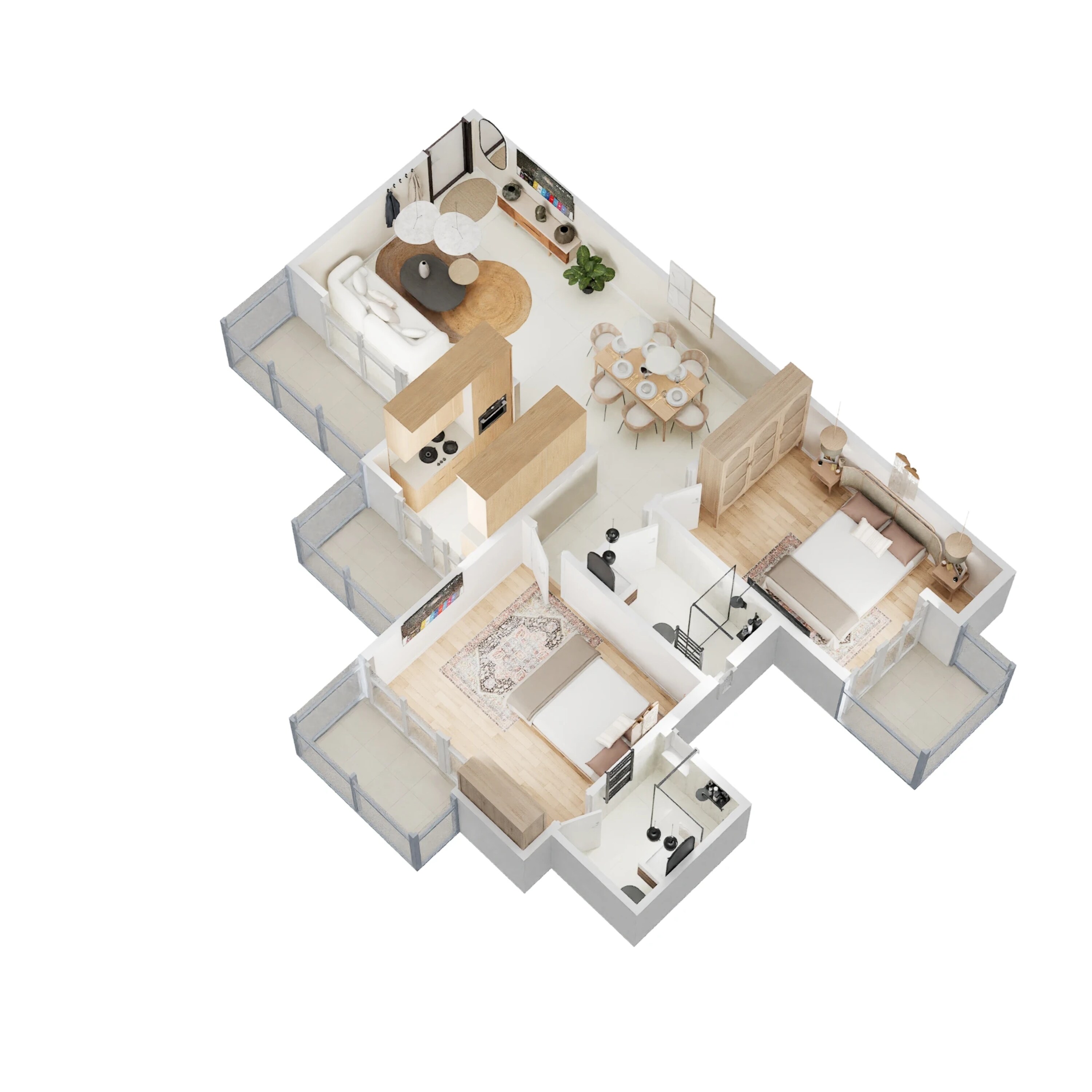 prateek fedora apartment 2bhk 1235sqft 1 3d 6655