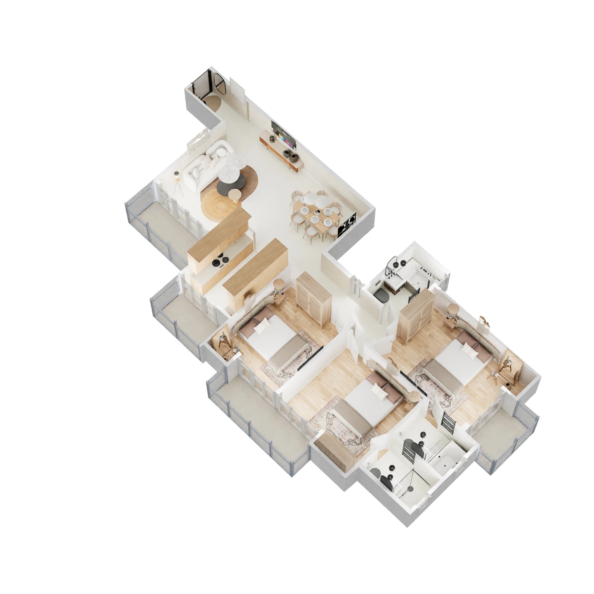 Floor plan of 3 BHK 1690 Sq. Ft. Apartment in Prateek Fedora, Noida