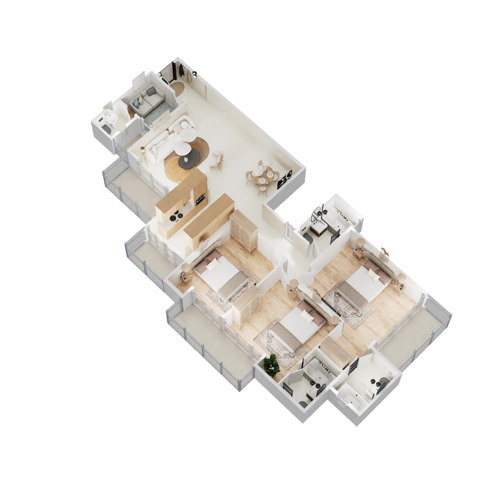 Floor plan of 3 BHK 1940 Sq. Ft. Apartment in Prateek Fedora, Noida