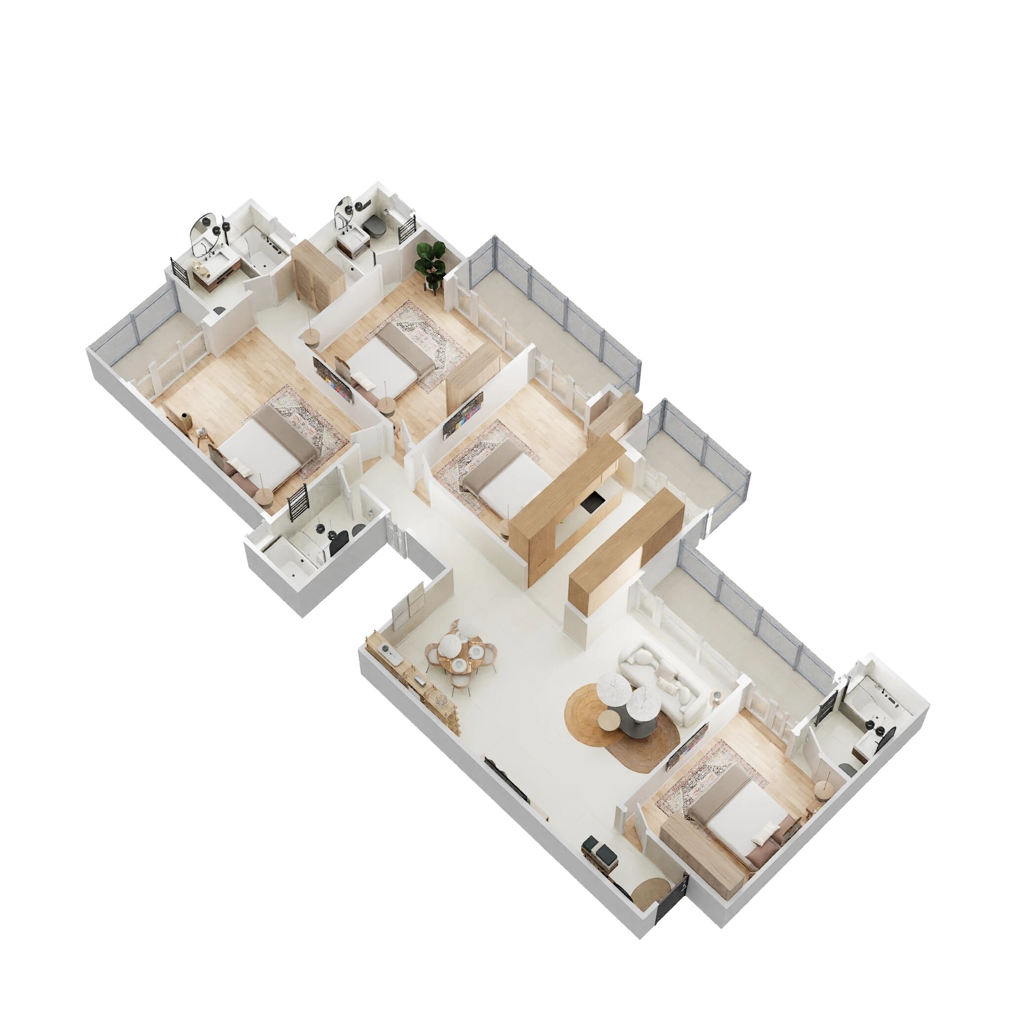 Floor plan of 4 BHK 2094 Sq. Ft. Apartment in Prateek Fedora, Noida