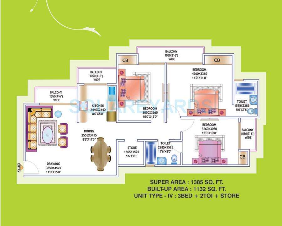 3 Bhk 1385 Sq Ft Apartment For Sale In Prateek Laurel At Rs 5986