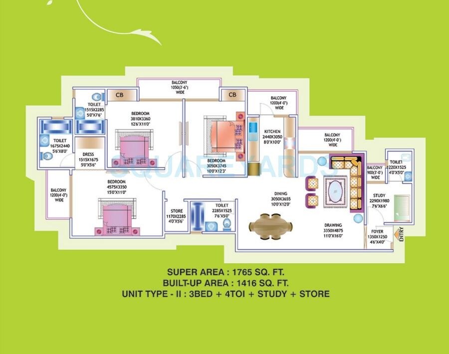 Other, prateek-laurel 3 Bedroom 1765 Sq.Ft. Apartment In Sector 120 Noida 9216573