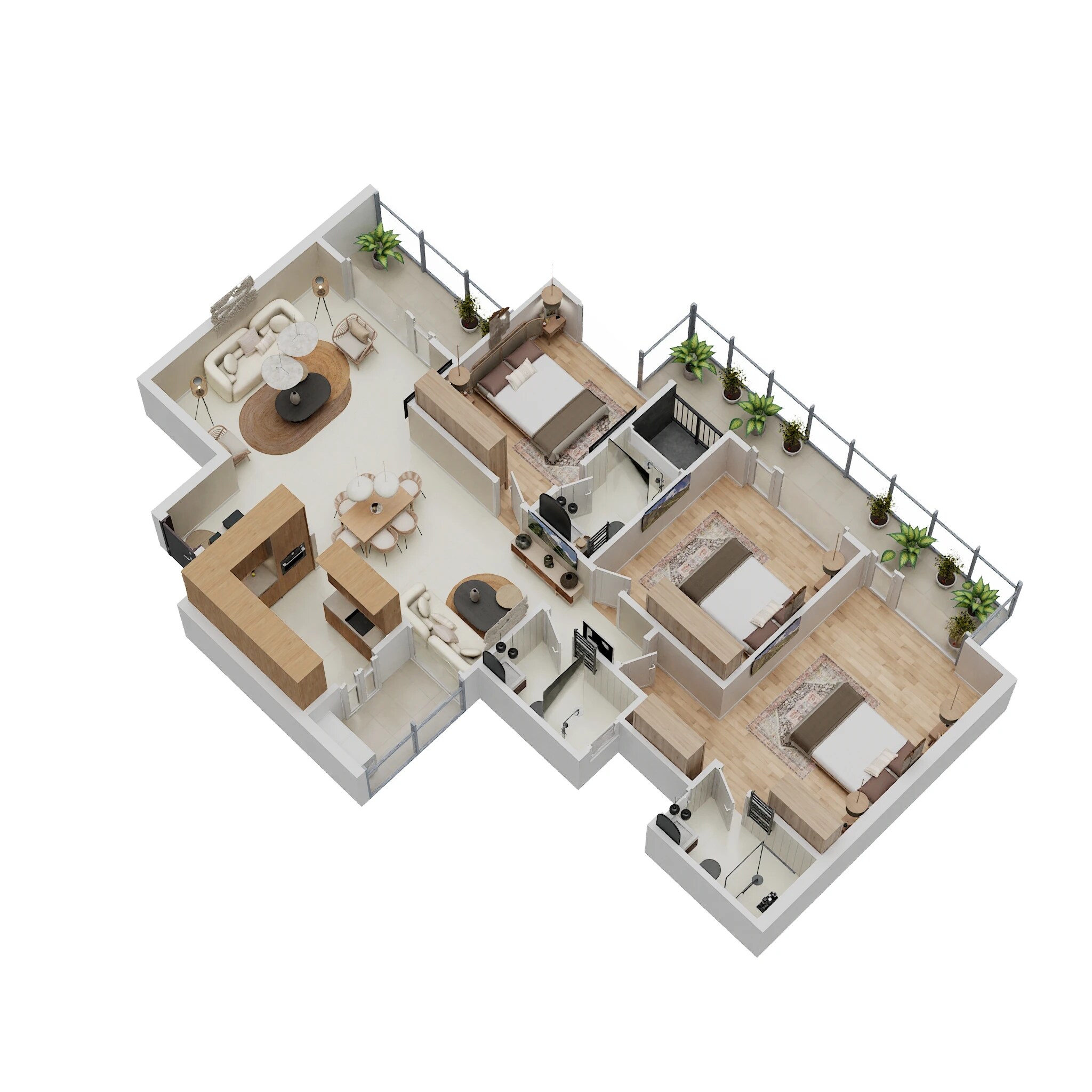 Floor plan of 3 BHK 1700 Sq. Ft. Apartment in Prateek Verbena, Noida