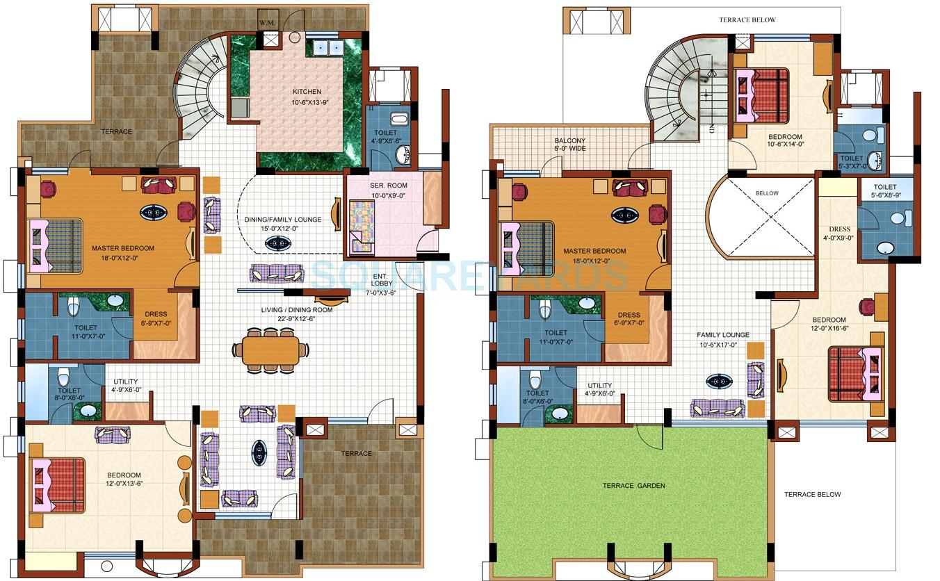 Floor plan of 5 BHK 4565 Sq. Ft. Penthouse in Purvanchal Royal Park, Noida