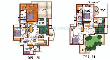 Floor plan of 4 BHK 2495 Sq. Ft. Apartment in Purvanchal Silver City, Noida