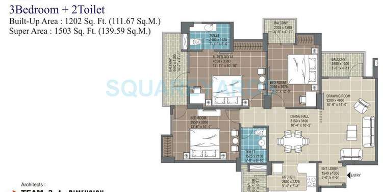 rg residency apartment 3bhk 1503sqft 1
