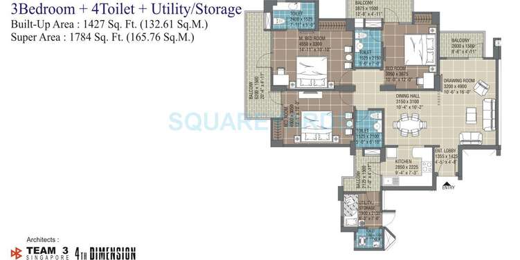 rg residency apartment 3bhk 1784sqft 1
