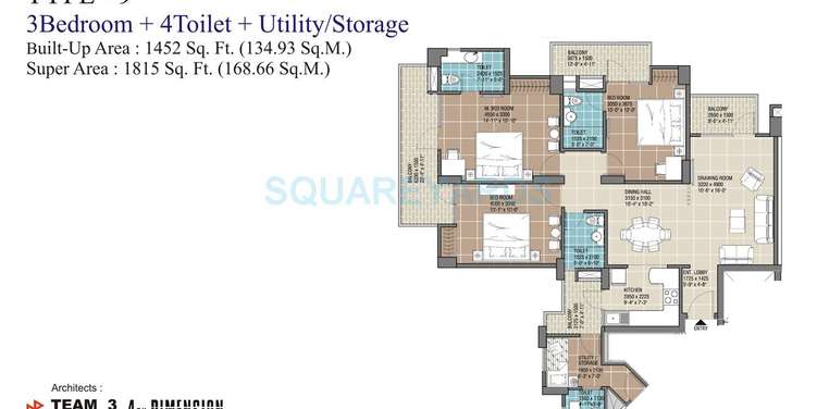 rg residency apartment 3bhk sq 1815sqft 1